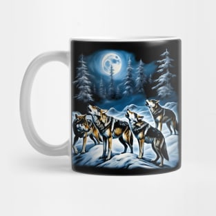 Howling wolf pack fanatsy art Mug